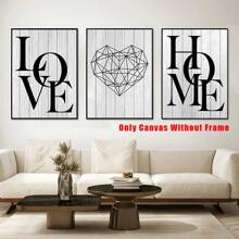 3 cái/bộ Nhà  Love Áp phích , Đen Và Trắng tranh sơn dầu Bức tranh , trang trí In tường , Tranh treo tường Đối với Phòng khách Bắc Âu Đồ trang trí Nhà  Nghệ thuật , Không có - Đen và trắng - Xem 5