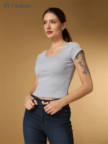 Women T-Shirts - Xám - Xem 3