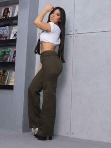Women Jeans - Màu xanh Ô liu - Xem 2