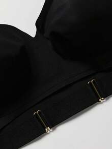 女士黑色性感镂空设计文胸带可拆卸胸垫，内衣 - 黑色 - 查看 8