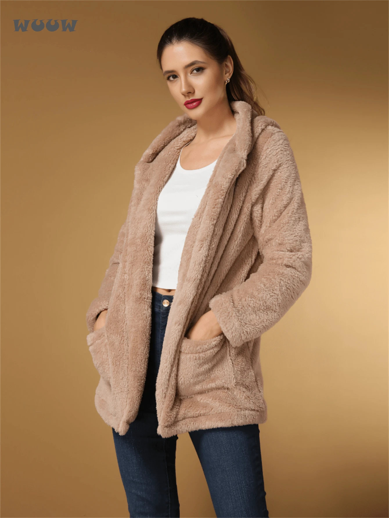 Women Coats - Màu Khaki - Xem 1