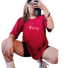 Women T-Shirts - 酒紅色 - 查看 2