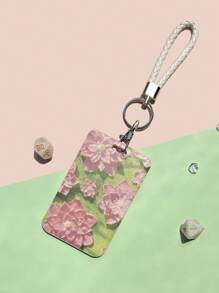 1 件时尚复古花卉卡片夹便携式防水卡套卡片收纳盒男女通用日常学校用品徽章夹 - 彩色 - 查看 1