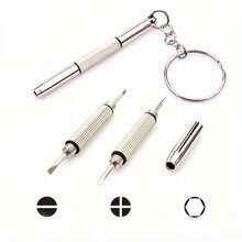 1-50 piezas Llavero multifuncional de 3 en 1 plateado, para reparar gafas de sol, relojes y gafas, herramientas pequeñas prácticas - Plateado - Ver 3