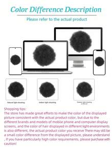 8-Inch Drawstring Bun African American Big Bun Hair Piece Silky African Black With Clip Short Curly Bun - Black - View 9