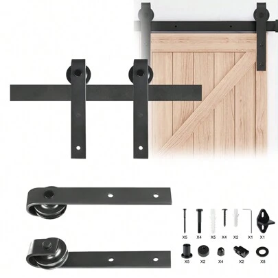 LILIIN Schiebetürbeschlag Set 183cm / 200cm / 366cm Schiebetürsystem Beschlagset Laufschiene für Schiebetüren