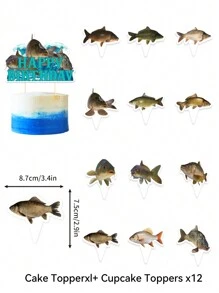 13pcs Fish Themed Birthday/Festival/Party Decoration Supplies Cake Toppers - Set - View 2
