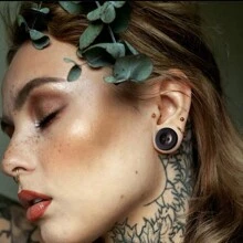 2入組黑色柿膠鈕扣單邊擴孔耳環，帶O型環伸展珠寶 - 耳擴 - 查看 6