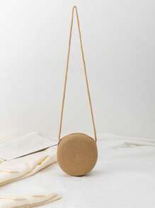 Children's Woven Straw Crossbody Bag For Beach - Beige - View 9