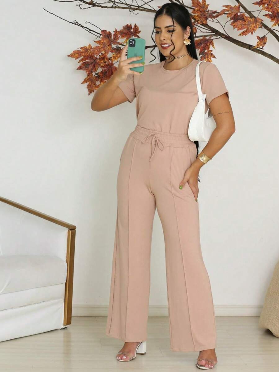 Women Two-Piece Outfits - Beige - View 1