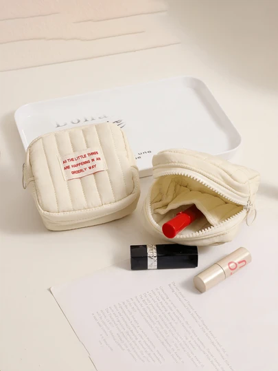 便携小型多层化妆包收纳小包包出门携带迷你小口红包（拉链闭合方向左右随机）