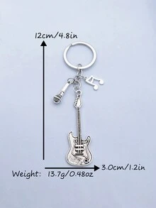 Thời trang DIY Phụ kiện Guitar Microphone Tai nghe Nốt nhạc Sáng tạo Người yêu âm nhạc Móc khóa - Màu Bạc Cổ - Xem 4