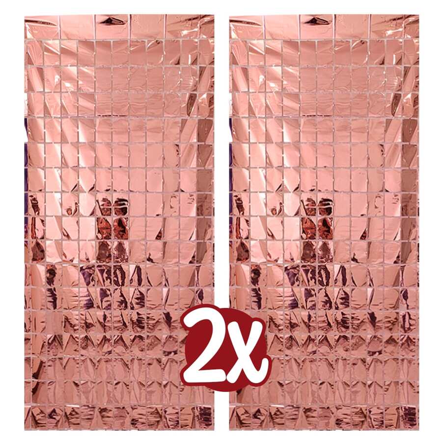 THINGS ALREADY Kit 02 Cortina Metalizada Decoração de Festa e Aniversários 2x1m Quadrada Painel Quadriculada