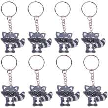 8 件/套中性卡通浣熊元素钥匙扣软 PVC 装饰，适合节日和派对的可爱风格礼物 - 多色 - 查看 4