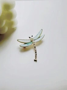 1個時尚鋅合金蜻蜓造型鑽石裝飾別針，豪華簡約服飾配件 - 彩色 - 查看 3