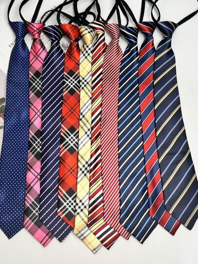 1 件拉链条纹领带适合日常和派对佩戴男士领带