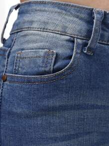 Jeans de Mezclilla para Mujer, Efecto Levanta Pompis, Pantalon Ajustado, Diseño con Detalles Delanteros. Encuentra tu Estilo Perfecto con Hello Meet. - Azul lavado medio - Ver 9