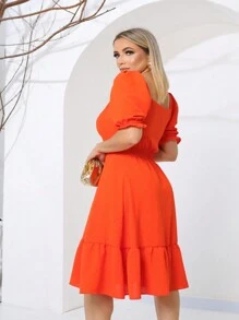 Women Short Dresses - 橘色 - 查看 3