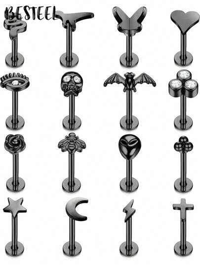 BESTEEL 1 Pieza Joyería para piercing de trágus para mujeres hombres, arete de cartílago helix concha, pendiente de nariz, labret medusa, anillo de labio de acero inoxidable