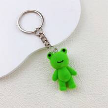 1pc Resin Flocking Three-Dimensional Frog Keychain Mobile Phone Chain Accessory Gift To Friends - Green - View 6
