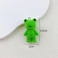 1pc Resin Flocking Three-Dimensional Frog Keychain Mobile Phone Chain Accessory Gift To Friends - Green - View 5