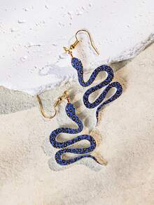 有趣可愛的語錄耳環，萬聖節耳環，藍色斑點蛇和鳥類愛好者丙烯酸樹脂耳墜，分層垂飾耳環適用於女性和女孩。適合夏季度假，假日，海灘派對，送給她和情侶的禮物。 - 萬聖節耳環 藍色斑點蛇 - 查看 5