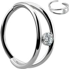 1件16G G23钛金属无缝双环鼻环/耳环，镶嵌5A级立方氧化锆，适用于耳软骨、耳廓、耳屏，男女通用 - 銀色 - 查看 11