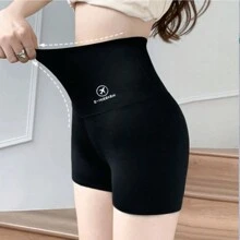 1pc Seamless Yoga & Workout Compression Shorts Gym Accessories Belly Slimming Girdles, Lumbar Girdles Belly Slimming Corset - Black - View 1