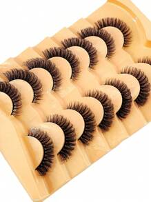 7pcs/Set Short 3D Mink Eyelashes, Russian DD Curl, Handmade, Natural Fluffy & Thick, Full Strip Eyelashes, Wholesale Makeup