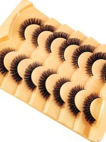 7pcs/Set Short 3D Mink Eyelashes, Russian DD Curl, Handmade, Natural Fluffy & Thick, Full Strip Eyelashes, Wholesale Makeup