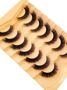 7pcs/Set Short 3D Mink Eyelashes, Russian DD Curl, Handmade, Natural Fluffy & Thick, Full Strip Eyelashes, Wholesale Makeup
