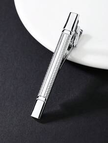 1 chiếc kẹp cà vạt bằng đồng thau thời trang dành cho doanh nhân dành cho nam giới, thích hợp để mặc hàng ngày - Bạc - Xem 1