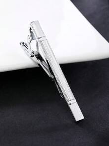 1 chiếc kẹp cà vạt bằng đồng thau thời trang dành cho doanh nhân dành cho nam giới, thích hợp để mặc hàng ngày - Bạc - Xem 3