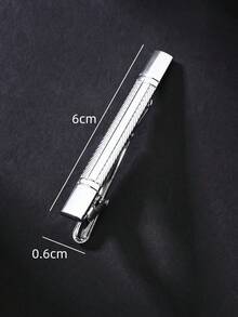 1 chiếc kẹp cà vạt bằng đồng thau thời trang dành cho doanh nhân dành cho nam giới, thích hợp để mặc hàng ngày - Bạc - Xem 2