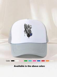 1pc Unisex Printed Decoration Trucker Cap Baseball Dad Hat Sun Hat, Suitable For Daily Use - Grey - View 1