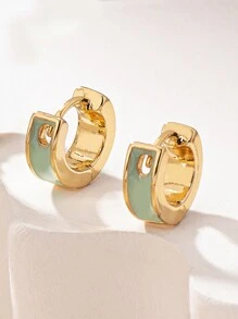 زوج أنيق وأنيق من أقراط الحلقة الصغيرة المصنوعة من المينا الملونة، مناسب للنساء في الحياة اليومية والعطلات والعمل، مجموعة مجوهرات هدية - الأقراط - مشاهدة 8