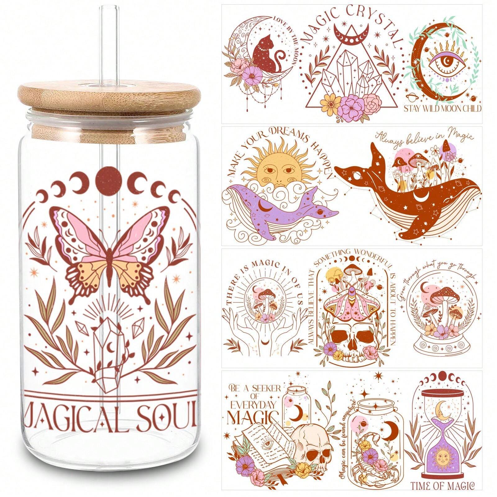 1 Feuille De Stickers De Transfert De Tasse Uv Dtf À Thème De Carrière