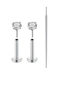 CIZME 3 bucăți 16G/18G/20G Butoane fără fir pentru nas Bijuterii piercing labret din oțel inoxidabil pentru Tragus Monroe Cercei pentru cartilaj Helix pentru buze pentru femei bărbați, șuruburi fără fir pentru nas CZ inele pentru nas pentru femei bărbați inele labret din oțel inoxidabil inele pentru buze ineluri pentru buze CZ Tragus Helix Piercing Bijuterii hipoalergenice, cercei cu spate plat