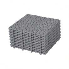 FKZNPJ 12 X 12 Inch Gray Interlocking Deck Tiles Plastic Waterproof Outdoor All Weather Anti-Slip Bathroom Shower Balcony Porch Strong Weight Capacity Upto 440 LBS, Pebble Stone Pattern Pack Of 12