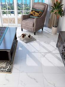 3 paquetes de pisos de vinilo de pelar y pegar, pisos laminados blancos para el baño, baldosas de pisos de vinilo con diseño mármol gris, pegatinas de pisos que se pegan al suelo para cocina, dormitorio, sótano, linóleo, tamaño de 30 x 30 cm - 3 piezas - Ver 4