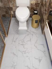 3 paquetes de pisos de vinilo de pelar y pegar, pisos laminados blancos para el baño, baldosas de pisos de vinilo con diseño mármol gris, pegatinas de pisos que se pegan al suelo para cocina, dormitorio, sótano, linóleo, tamaño de 30 x 30 cm - 3 piezas - Ver 9