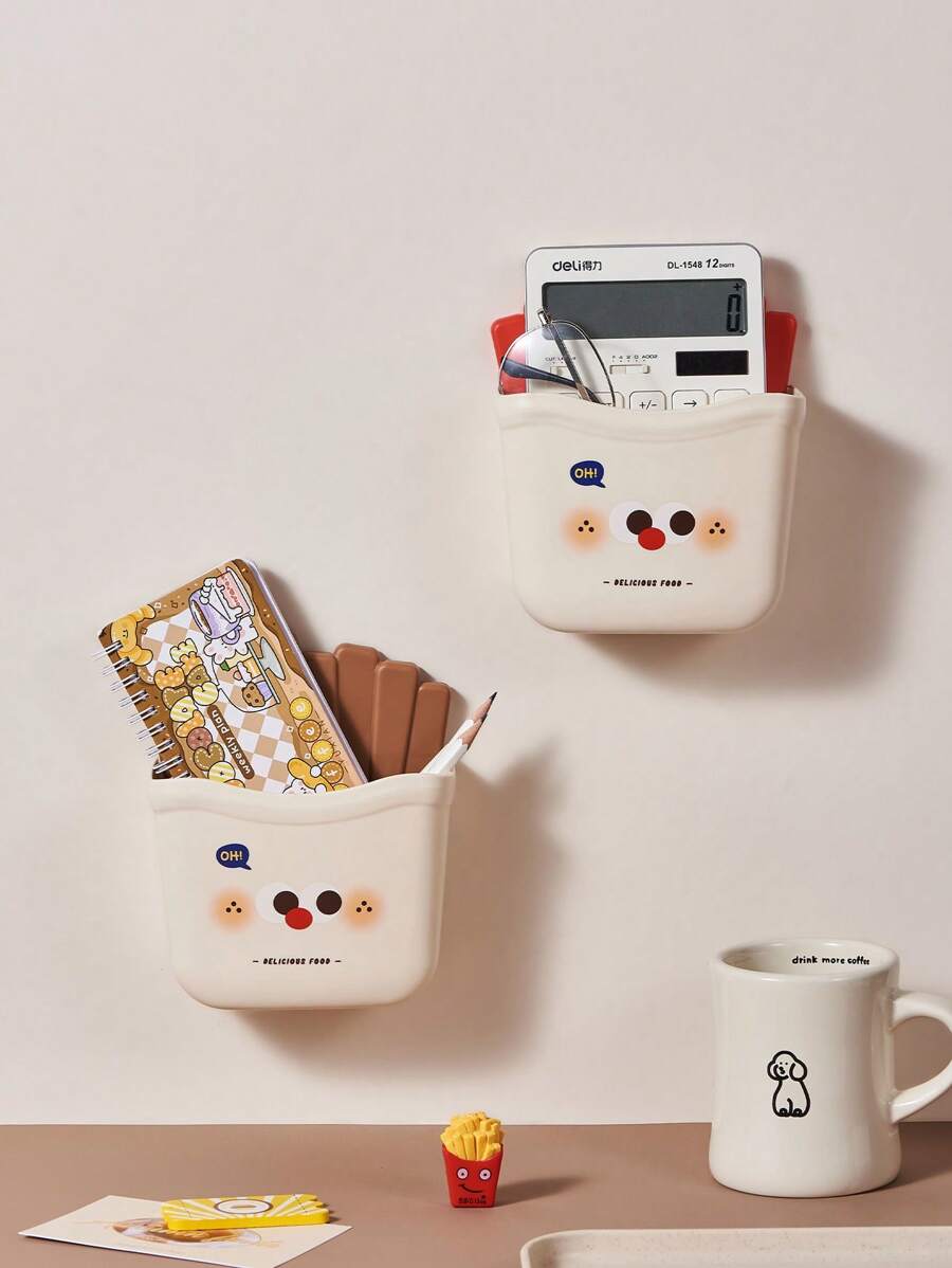 1入創意掛壁式塑料儲物盒，浴室化妝品組織架，多功能筆筒座，家居裝飾儲存容器，適用於廚房、洗手間、臥室 - 彩色 - 查看 1