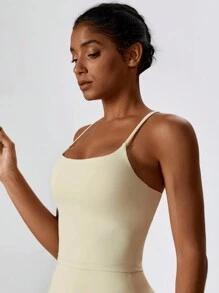 MASKERT Women's Sports Underwear, Sports Top, Yoga Suit, Sports Top, High Elasticity Sports Top, Home Commuting Top, Dressing - Creamy White - View 3