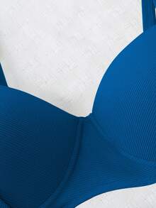 大码女式纯色性感比基尼泳装文胸上衣，适合海滩夏季