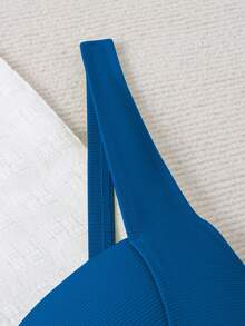 大码女式纯色性感比基尼泳装文胸上衣，适合海滩夏季