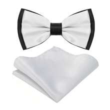 Men's Solid Color Pre-Tied Bow Tie And Pocket Square Set, Casual Men's Necktie - Multicolor - View 23