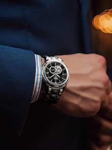 JINLERY名品男士自動機械手錶，發光3ATM防水，高品質奢華金色羅馬數字錶盤，商務多場合合適 - 黑與白 - 查看 9