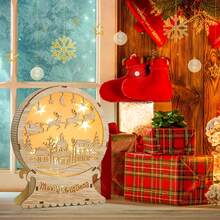 Meching LED Christmas Lighting Wooden, Christmas Star Lighting Window Lighting, LED Christmas Decoration Wooden, LED Deer Lights, Indoor Balcony Christmas Decoration LED (Christmas), Halloween, Halloween Decoration - Wood Color - View 6