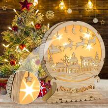 Meching LED Christmas Lighting Wooden, Christmas Star Lighting Window Lighting, LED Christmas Decoration Wooden, LED Deer Lights, Indoor Balcony Christmas Decoration LED (Christmas), Halloween, Halloween Decoration - Wood Color - View 7
