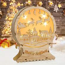 Meching LED Christmas Lighting Wooden, Christmas Star Lighting Window Lighting, LED Christmas Decoration Wooden, LED Deer Lights, Indoor Balcony Christmas Decoration LED (Christmas), Halloween, Halloween Decoration - Wood Color - View 1